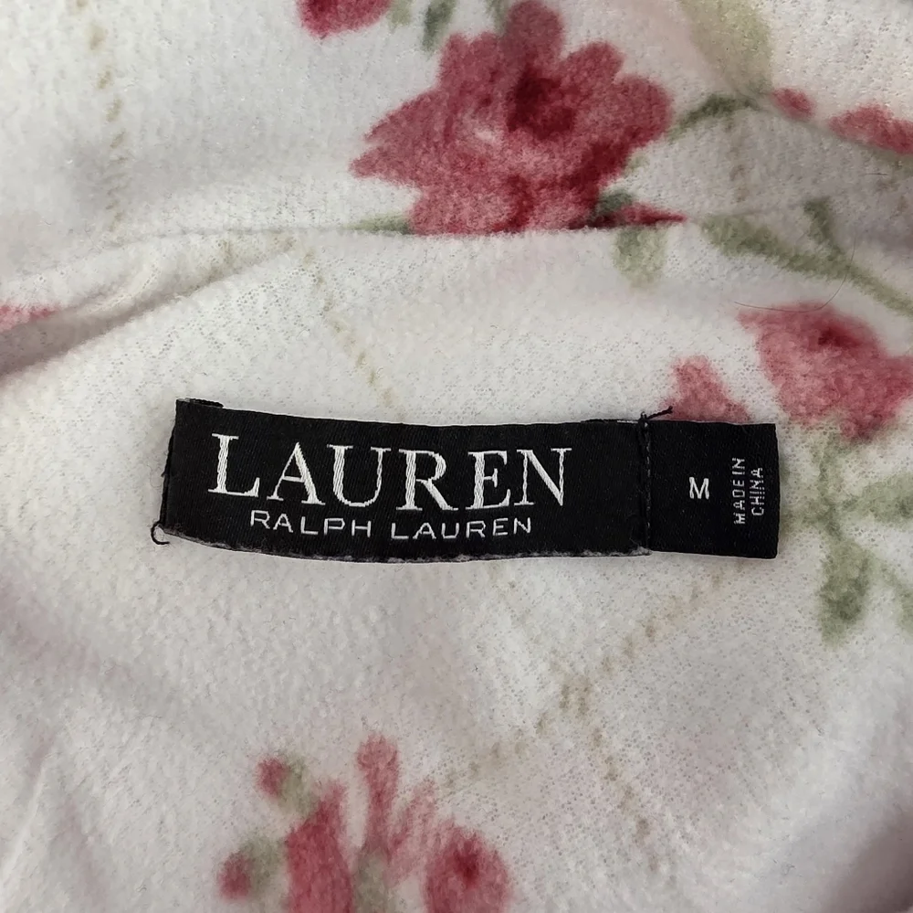 Lauren Ralph Lauren M White W/Red Floral Pajama Set Monogram Pocket AF-2998 - Picture 6 of 14